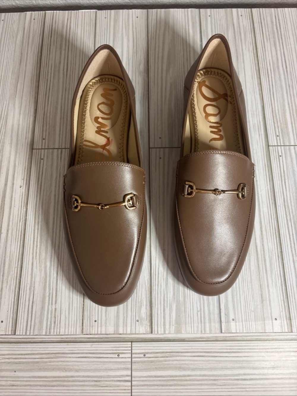 Sam Edelman Women's Loraine Loafer Saddle Leather Size 6.5 Wide Brown